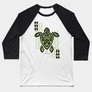 Black & Green Tribal Turtle Tattoo Warrior / Grand Cayman Baseball T-Shirt